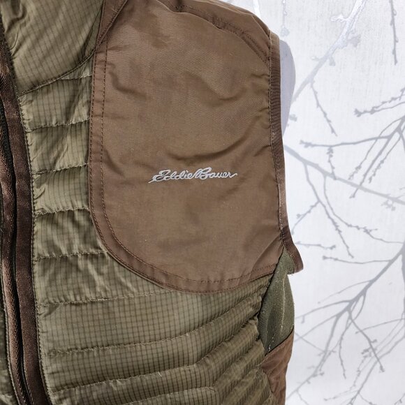 Eddie Bauer Sportshop Army Green Quilted Down Fill Full Zip Vest - Picture 2 of 8